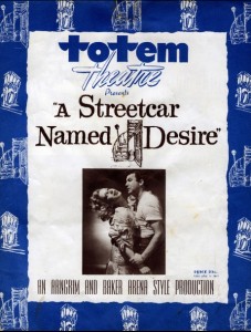 The program for A Streetcar Named Desire, starring Bruno Gerussi